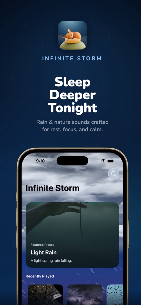 Infinite Storm home screen on iPhone