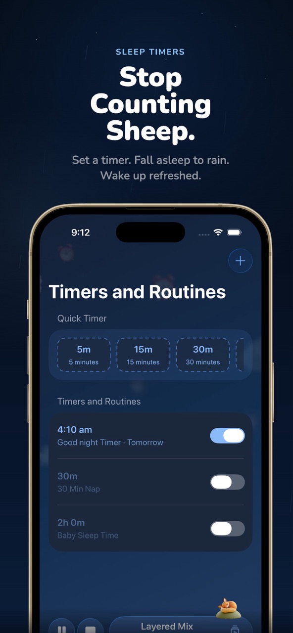 Infinite Storm timers and routines screen